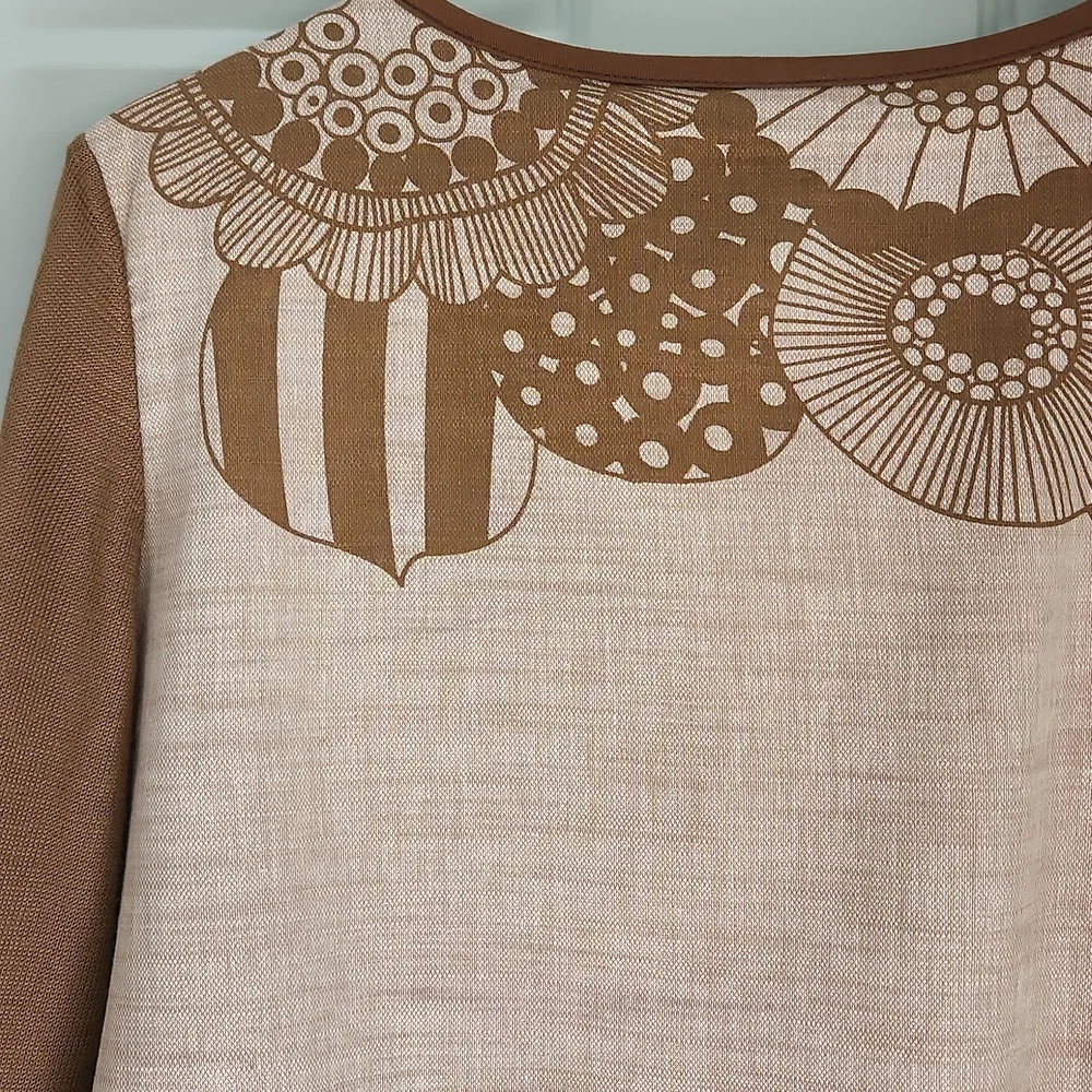 Aoyidao, Women's L Medium Brown Jerse Sleeves, Linen Fabric w Design Front/Back - Picture 6 of 8